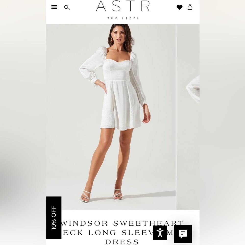 ASTR the label Windsor Sweetheart Neck Long Sleeve Mini Dress